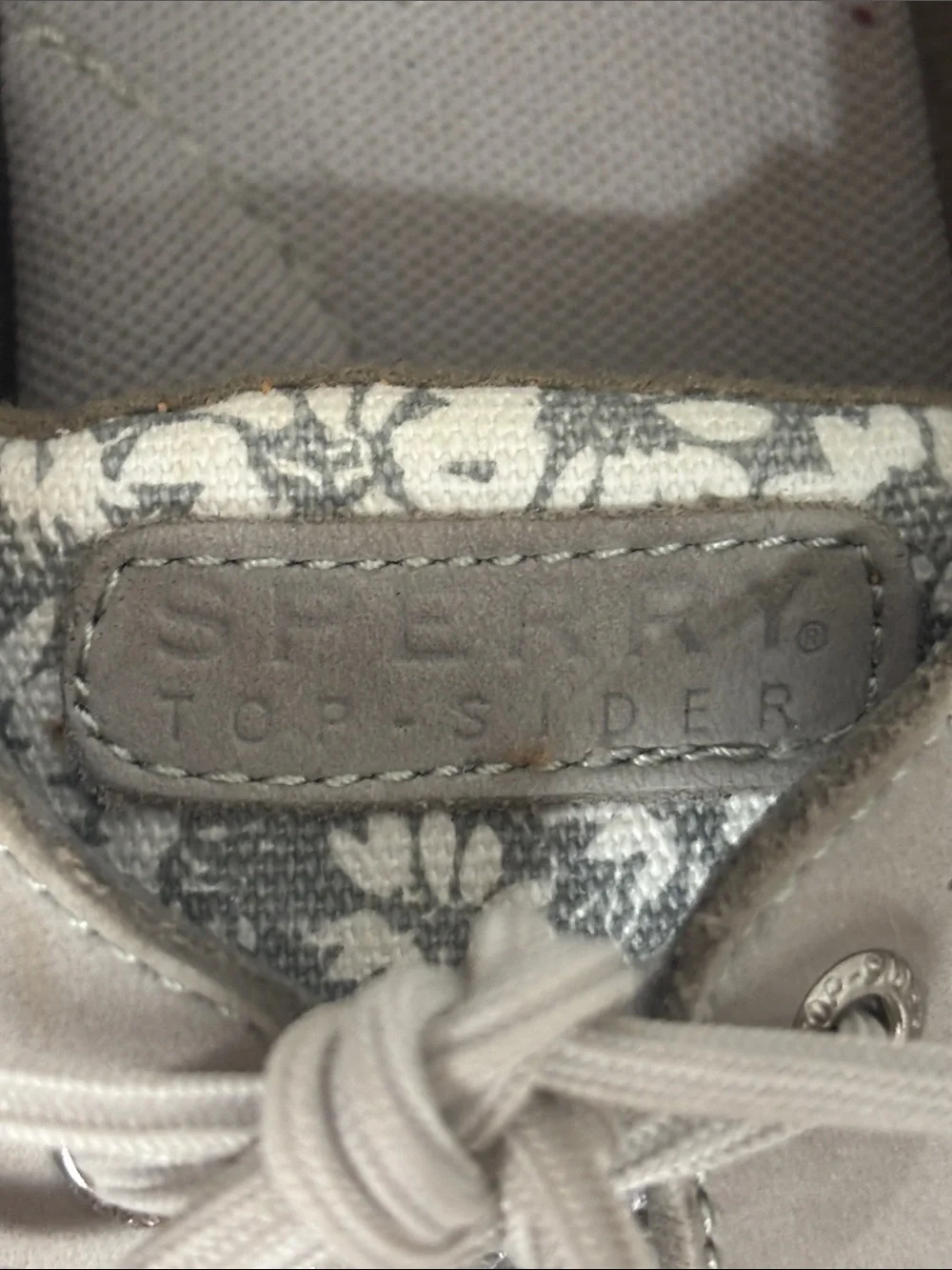 Sperry Top-Sider Women’s 8.5M Gray Leather Floral Boat Shoes Comfort Loafers